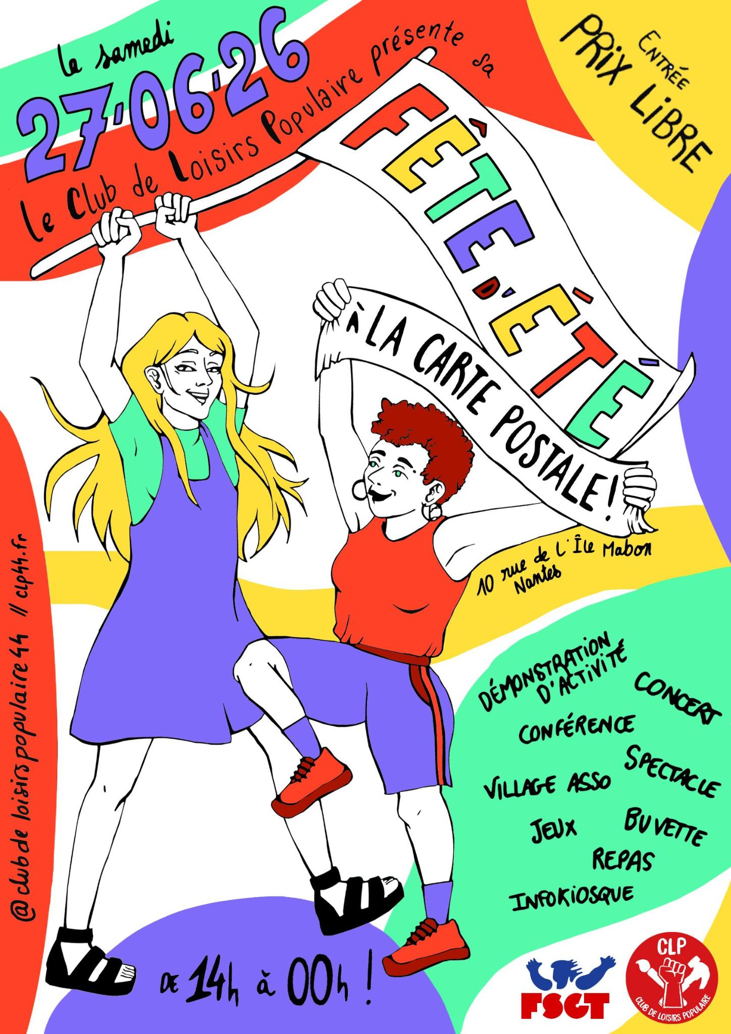 affiche de la fête du Club de loisirs populaire, on voit deux personnes danser